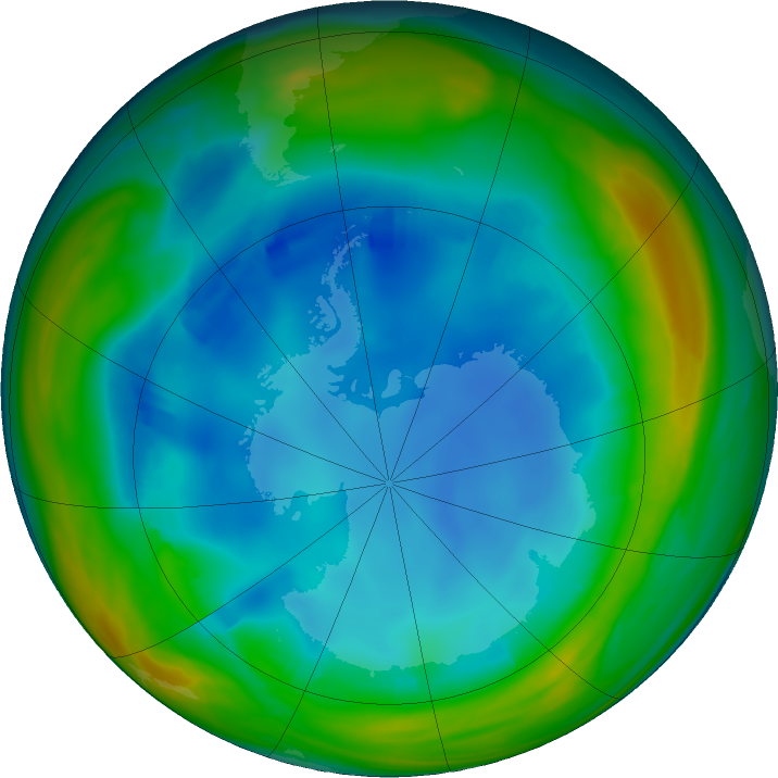Antarctic ozone map for 27 July 2023